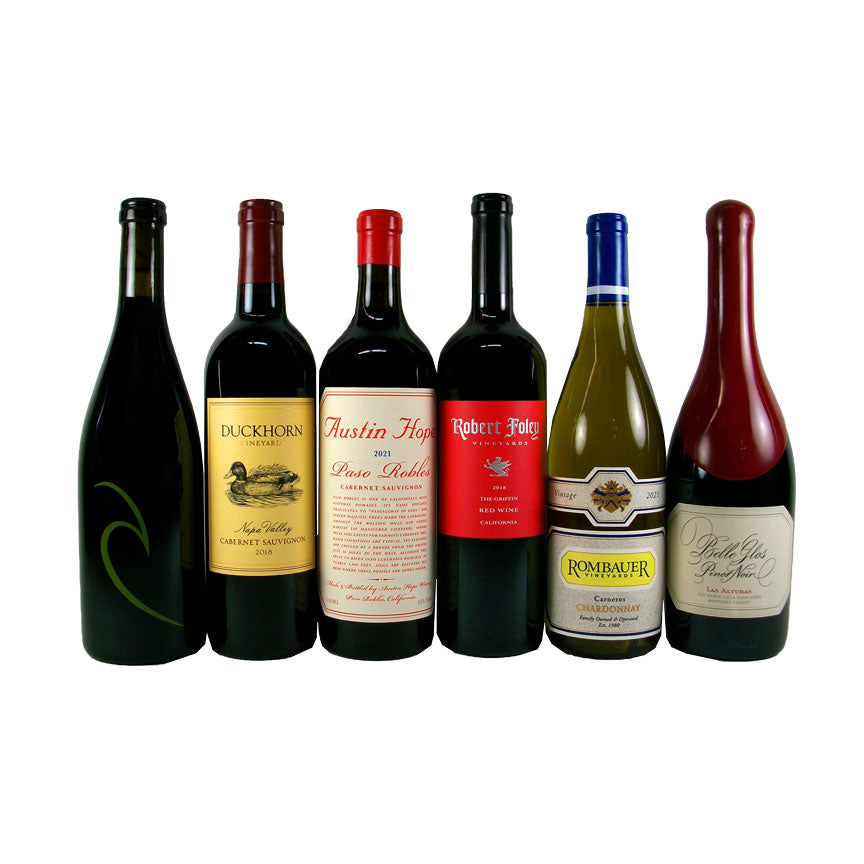 June Pic 6 Includes:   Aaron Petite Sirah Duckhorn Cabernet Sauvignon Austin Hope Cabernet Sauvignon Robert Foley Griffin Rombauer Chardonnay Belle Glos Pinot Noir 